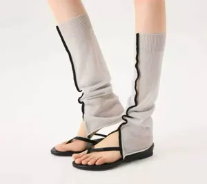 Solid color knit stacked leg warmers women summer thin split fashion versatile socks