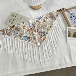New Chinese vintage paisley print fringe triangle scarf stylish women summer fashion accessory