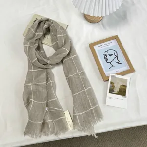 Écharpe en lin de style japonais de haute qualité châle long respirant protection solaire d'été