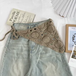 Retro tricoté triangle taille écharpe crochet cravate accessoire élégant jean tenue
