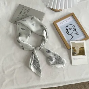 Elegant women's long silk scarf, versatile neckerchief for shirts, chic fashion accessory.
