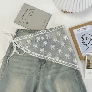 Lace triangular scarf belt cute bow embroidery mesh apron chic pastoral style photo prop