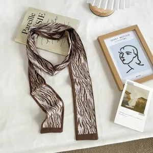 Foulard en soie long motif zèbre style coréen ruban polyvalent pour femmes printemps été mode