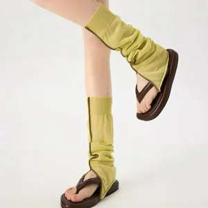 Women knit split leg warmers summer thin solid color slouchy socks fashion versatile leg covers.