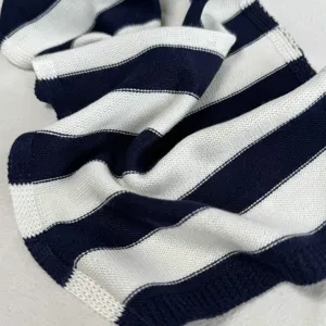 Classic navy white striped knitted shawl soft comfortable breathable cape summer accessory