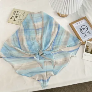 Foulard triangolare a righe sfumate blu scialle elegante accessorio in vita leggero moda stile