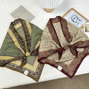 Retro silk scarf triangle vintage paisley neckerchief elegant women fashion accessory