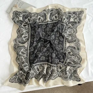 Κλασικό ρετρό μαντήλι με σχέδιο paisley, μαύρο και λευκό ευέλικτο bandana για γυναίκες.