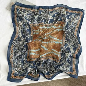 Vintage paisley print silk feel τετραγωνικό γυναικείο μαντήλι κομψό αξεσουάρ για μόδα.