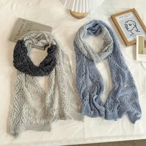 Gebreide ajour sjaal lente zomer vintage stijl lichtgewicht ademende sjaal dames