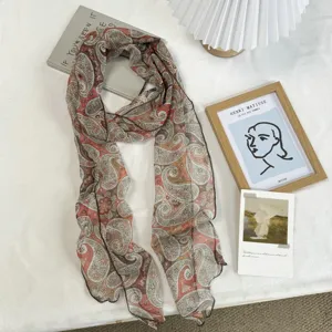 Stylish long gradient patterned scarf, casual versatile lightweight neck wrap for women.