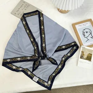 Korean vintage color block large triangle scarf women spring summer fashion casual versatile neck scarf