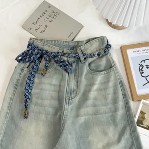 Vintage floral beaded waist chain women stylish denim matching decorative waistbelt item