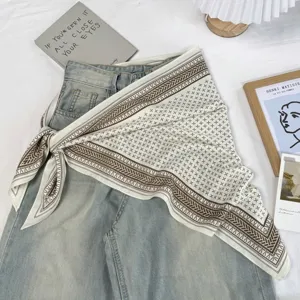 Retro geometrisches Muster Dreiecktuch modisches Haarband und Halstuch für Damen und Mädchen.