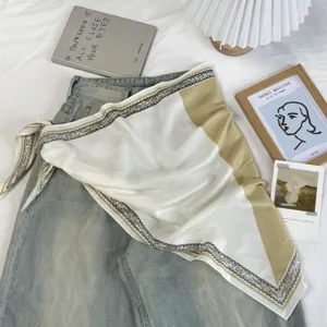 Korean retro color-blocked large triangle scarf, stylish spring summer versatile neck wrap.