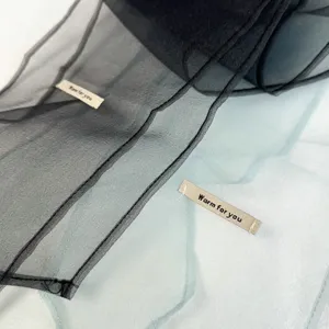 Long foulard de soie unie respirant texturé foulard de cou printemps été ruban mode