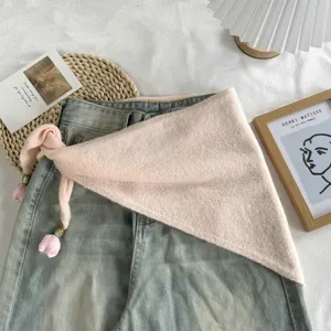 Korean style solid color knitted triangle scarf shawl women fashion versatile outer wear vest.