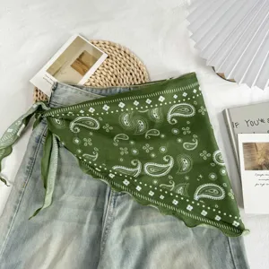 Green paisley triangular scarf women fashion wrap skirt stylish versatile spring neckerchief