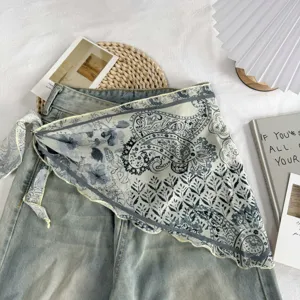 Stylish women's paisley triangle scarf waist wrap fashion versatile decorative accessory