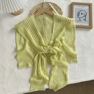 Châle bolero en tricot ajouré léger pour femme été pièce climatisée couverture d'épaule