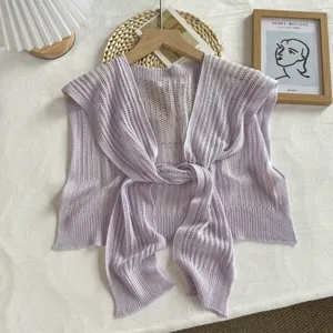 Été mince soie de glace tricoté petit châle femmes vêtements assortis jupe climatisation