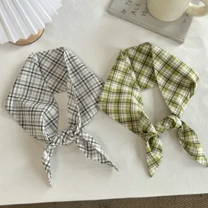 Sciarpa lunga e fascia a quadri in cotone, stile giapponese foulard versatile per donne.