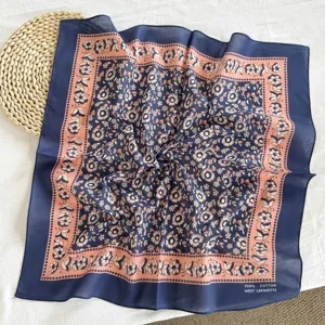 Cotton square scarf retro floral print bandana women stylish neckerchief accessory