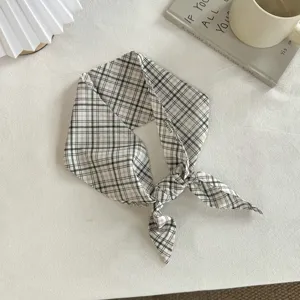 Fascia foulard a quadri in cotone, stile rétro giapponese lungo fazzoletto donna uso quotidiano.