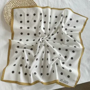 Foulard carre a pois en pur coton style retro foulard elegant accessoire mode