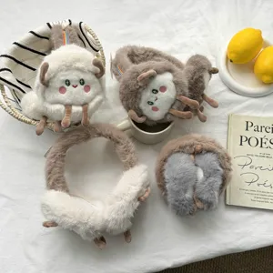 Cute Cartoon Animal Winter Plush Earmuffs For Women Girls Foldable Soft Warm Faux Fur Ear Warmers Cold Weather Ear Covers