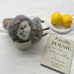 Cute winter plush earmuffs for women, warm and fluffy cartoon animal ear warmers for cold weather.