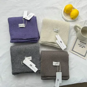 Femme echarpe en tricot epaisse chaude automne hiver couleur unie douce tour de cou mode