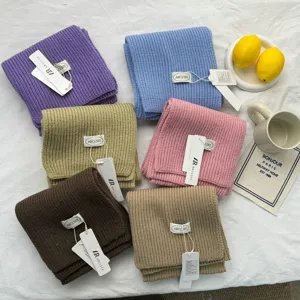 Écharpe d'hiver tricotée de couleur unie, chaude, confortable et épaisse pour femmes
