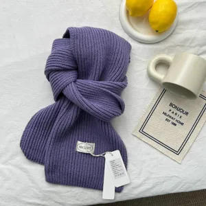 Écharpe d'hiver en tricot violet doux chaud épais écharpe en laine pour femmes