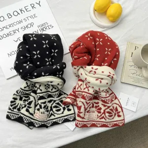 Christmas Nordic jacquard knitted scarf winter warm soft thick cozy fashion neck warmer