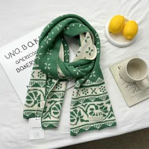 Christmas jacquard knit scarf for women, cozy winter warm fashion woolen neck warmer.
