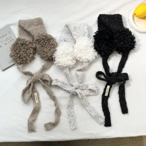 Pluche Oorwarmer Sjaal Geïntegreerde Warme Winter Nackwarmer Voor Vrouwen Student Effen Kleur Dikke Oorwarmers Lange Sjaal Winddicht Koude Bescherming
