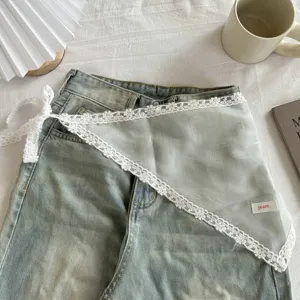 Transparante kanten driehoekige sjaal rokverlenger neppe zoom gelaagde taille accessoire.