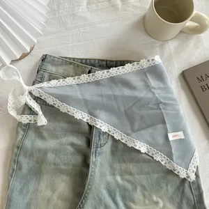 Effen Kleur Kant Afwerking Driehoek Sjaal Vrouwen Hoofddoek Nek Sjaal Laagjes Sjaal
