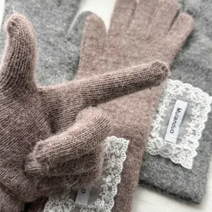 Women fuzzy knit gloves winter warm korean lace finger gloves stylish outdoor winter wear