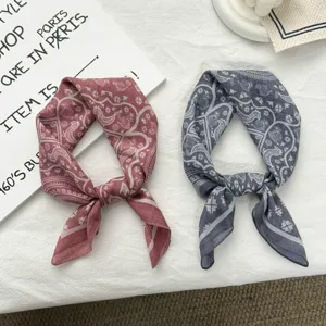 Vintage Paisley Printed Square Scarf For Women Lightweight Polyester Cotton Blend Neck Bandana Headscarf Scarf Accessories