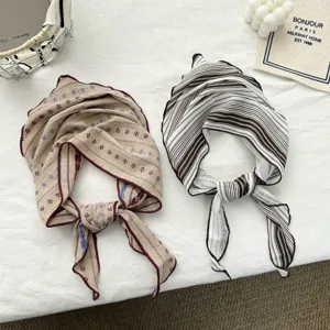 Retro cotton small scarf versatile floral hair band triangle headscarf fashion accessory