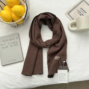 Lente herfst bruine stip lange sjaal retro stijl halsdoek zacht elegante vrouwen accessoire