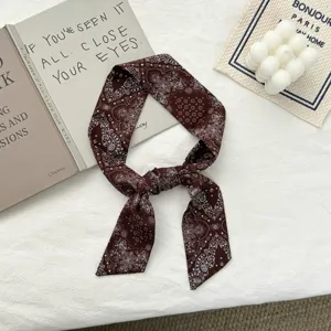 Donkerbruine paisley smalle sjaal stijlvolle haarband nekdoek voor dames lente