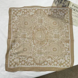 Cotton linen square scarf retro paisley print headscarf lightweight neck wrap 90cm