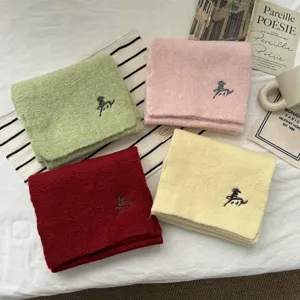 Soft Knit Warm Scarf For Women Men Embroidered Winter Solid Color Muffler Long Neck Warmer For Students Casual Daily Wear
