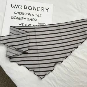 Retro striped cotton triangle scarf, versatile hair band and fashion accessory for women.