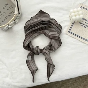 Vintage cotton triangular headscarf striped hair band stylish neck wrap for daily wear.