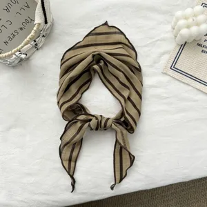 Retro striped cotton triangular scarf hair band versatile cute headwear daily outfit accessory