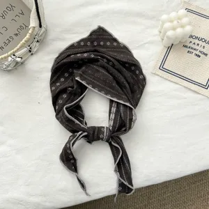 Retro cotton triangle scarf vintage floral headband casual hair band stylish neckerchief hair accessory